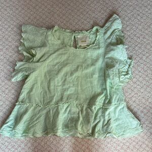 Maeve Anthropologie Mint Green Ruffle Top